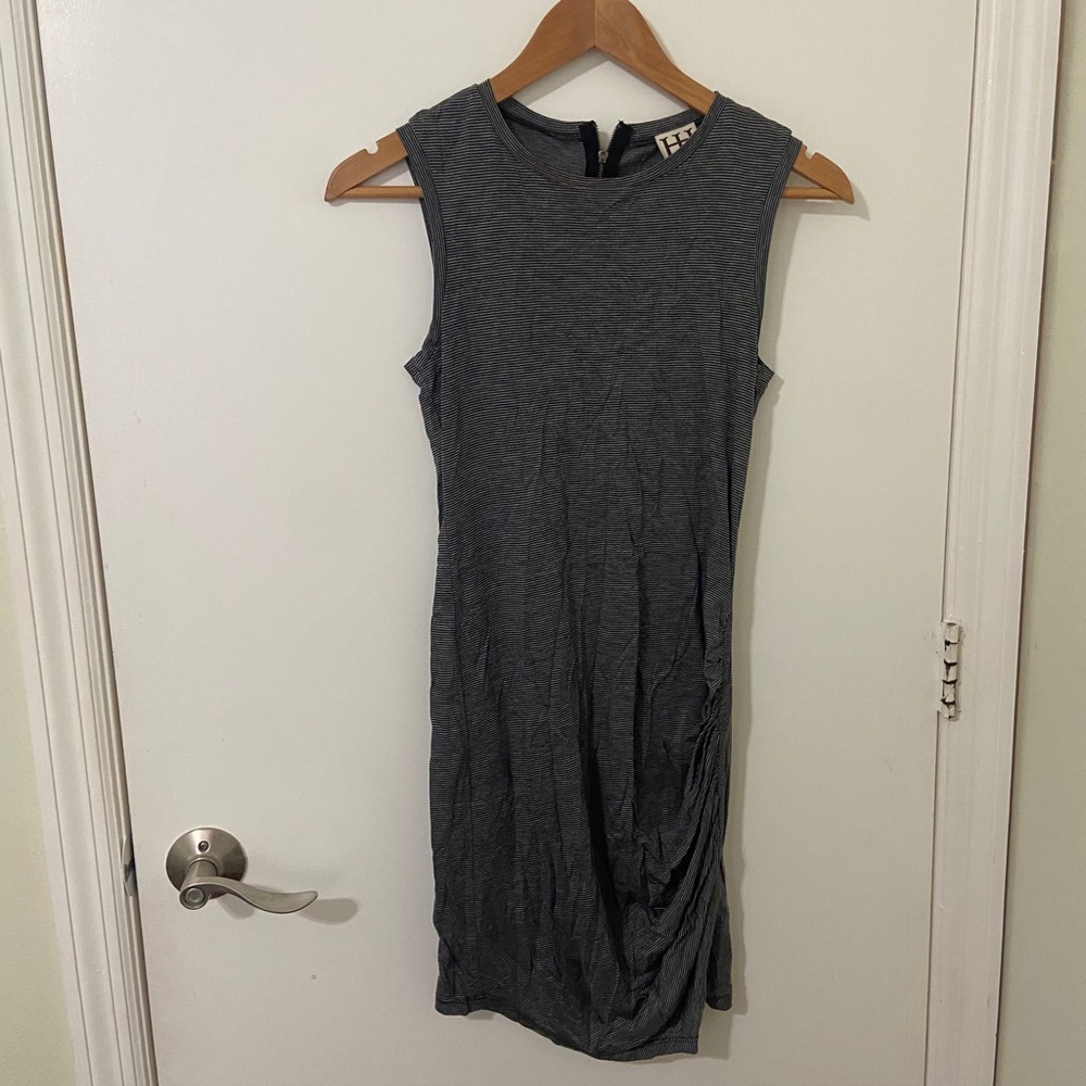 Haute Hippie | Women’s Black and Gray Striped Sleeveless Mini Dress | Size XS